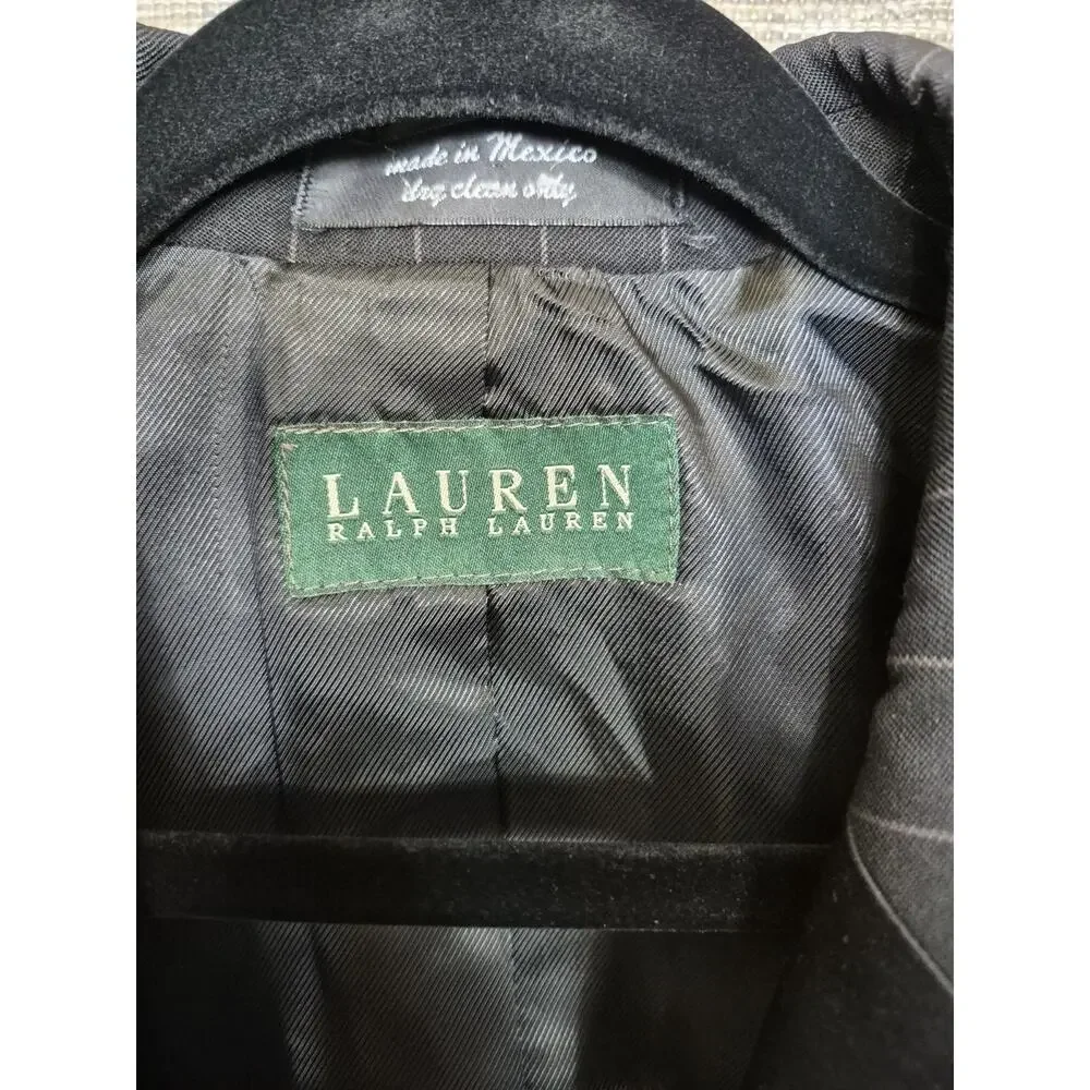 LAUREN Ralph Lauren Blazer Jacket Mens 40R Black Super 100s Fine Worsted Wool